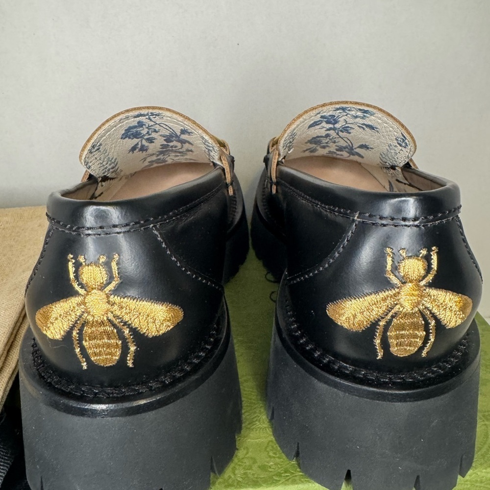 Cordovan Lux Womens Harald Horsebit 25mm Platform Loafers Size 34 1/2 Black - Picture 6 of 11